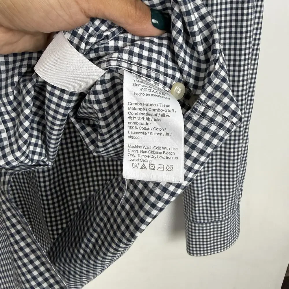 J.Crew Cotton Classic Button Down Shirt Gingham Blue White - XLT XL Tall